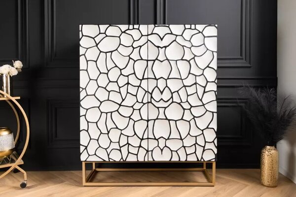 Vysoká komoda VULCANO MOSAIK 120 CM masiv mango - bílá/zlatá Nábytek | Úložné prostory | Komody | Vysoké