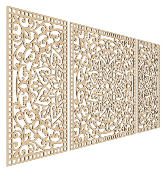 Dřevěná nástěnná dekorace Mandala | FLORIA: HDF - Javor 105 x 50 cm 4713-112978 HDF0514-B