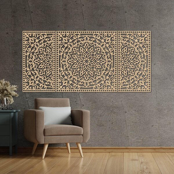 Dřevěná nástěnná dekorace Mandala | FLORIA: HDF - Javor 105 x 50 cm 4713-112978 HDF0514-B