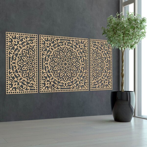Dřevěná nástěnná dekorace Mandala | FLORIA: HDF - Javor 105 x 50 cm 4713-112978 HDF0514-B