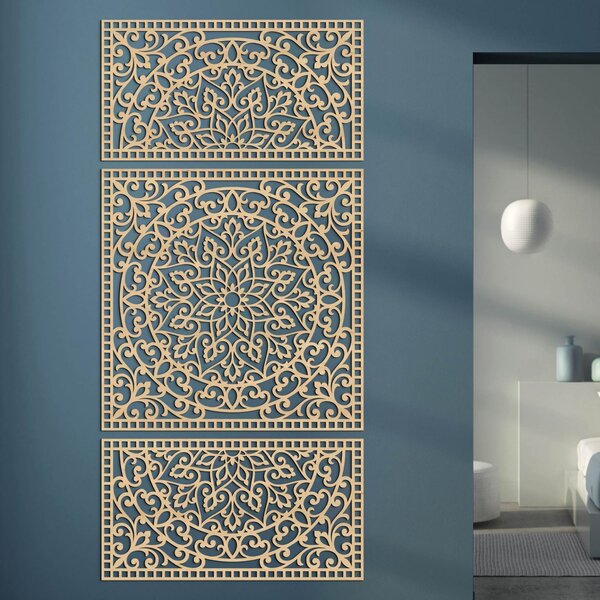 Dřevěná nástěnná dekorace Mandala | FLORIA: HDF - Javor 105 x 50 cm 4713-112978 HDF0514-B