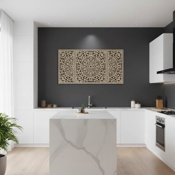 Dřevěná nástěnná dekorace Mandala | FLORIA: HDF - Javor 105 x 50 cm 4713-112978 HDF0514-B
