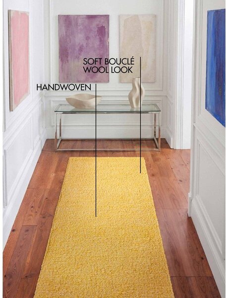 Žlutý ručně tkaný běhoun z materiálu bouclé 80x200 cm Notting Hill Portobello – Ted Baker