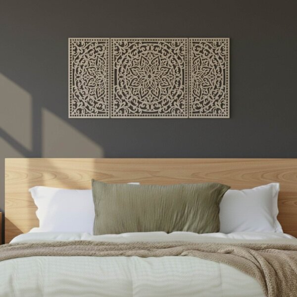 Dřevěná nástěnná dekorace Mandala | FLORIA: HDF - Javor 105 x 50 cm 4713-112978 HDF0514-B