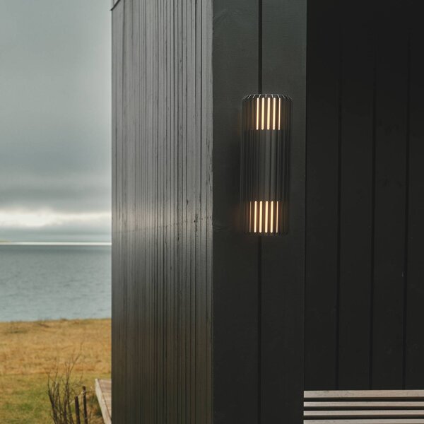 Nordlux Venkovní nástěnné svítidlo Aludra Double Seaside, hliník, černé, 2 žárovky., stmívatelný, Černá, Hliník
