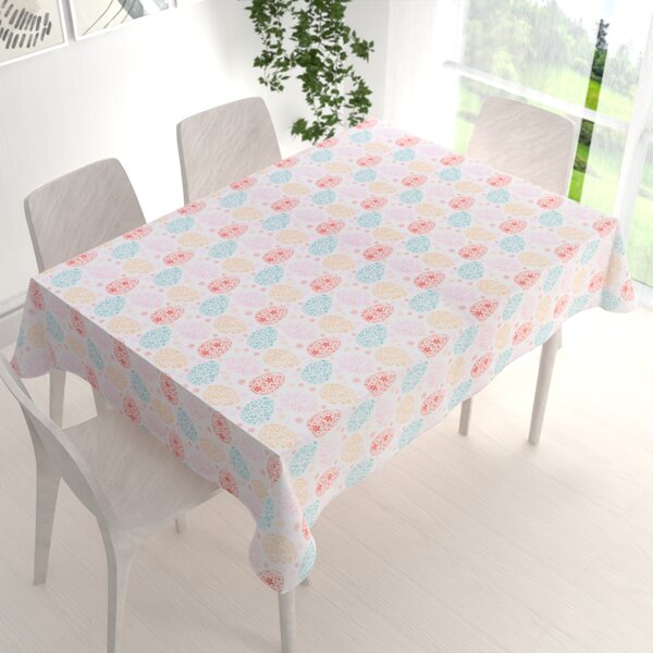 Biante Velikonoční teflonový obdélníkový ubrus TF-106 Barevné kraslice na bílém 50x100 cm