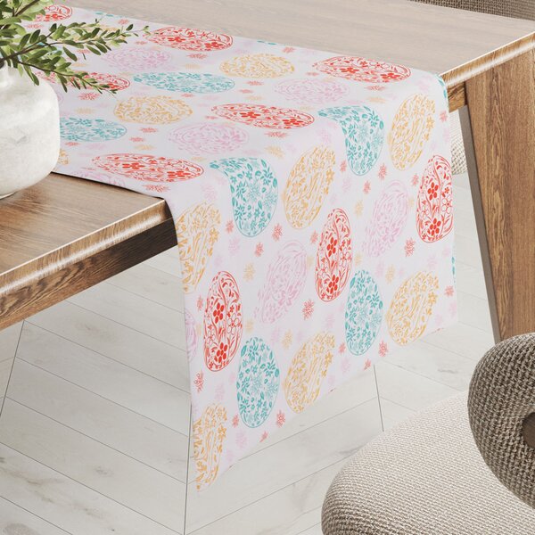 Biante Velikonoční teflonový běhoun na stůl TF-106 Barevné kraslice na bílém 20x120 cm