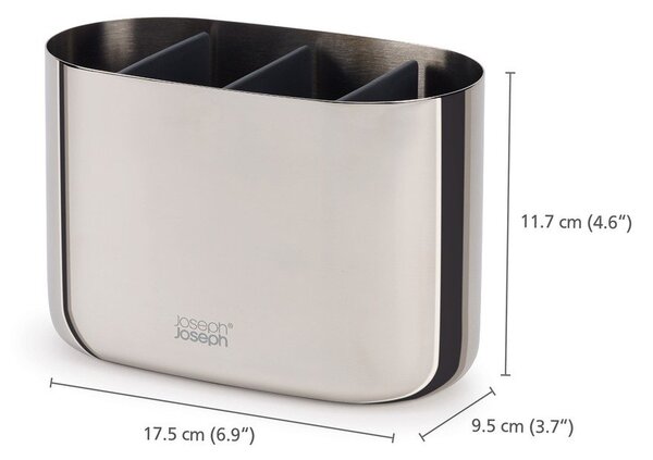 Stojan na zubní kartáčky z nerezové oceli v leskle stříbrné barvě EasyStore Luxe – Joseph Joseph
