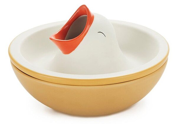 Žlutá/bílá keramická servírovací miska 250 ml Hungry Bird – Balvi
