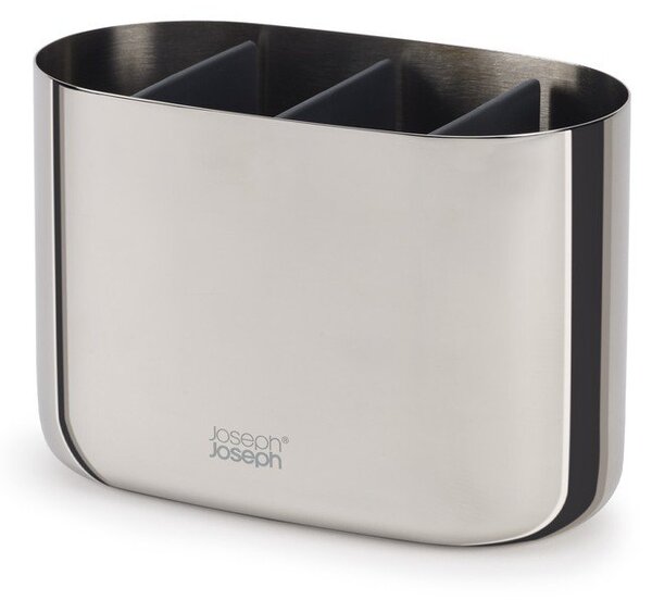 Stojan na zubní kartáčky z nerezové oceli v leskle stříbrné barvě EasyStore Luxe – Joseph Joseph