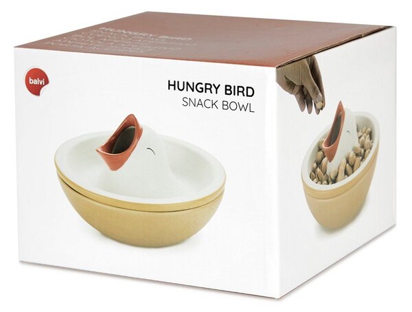 Žlutá/bílá keramická servírovací miska 250 ml Hungry Bird – Balvi