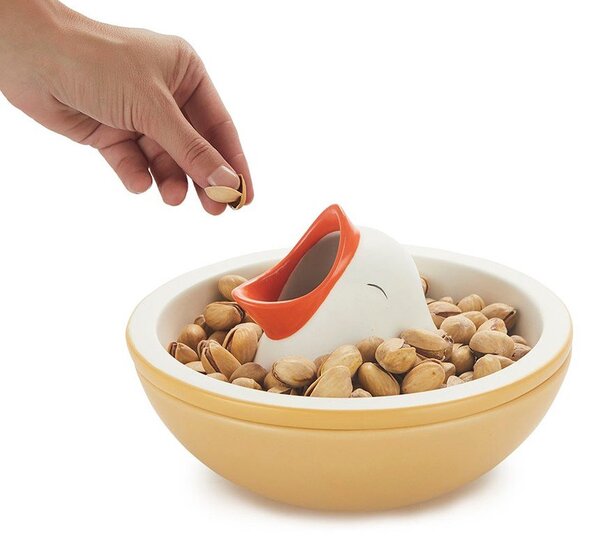 Žlutá/bílá keramická servírovací miska 250 ml Hungry Bird – Balvi