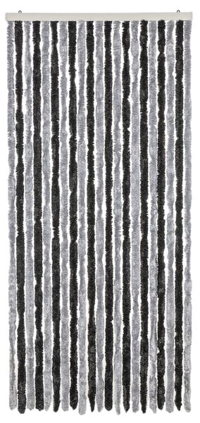 Závěs proti hmyzu šedý a černý 90 x 220 cm žinylka