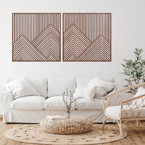 Nástěnná dekorace se dvěma s geometrickými horskými liniemi | LERA: HDF - Javor 20 cm 4758-113644 HDF0481