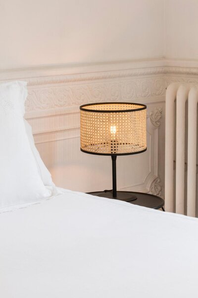 MAMBO černá/ratan stolní lampa - FARO