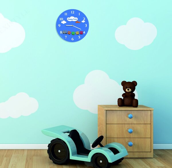 Nástěnné hodiny modré do dětského pokoje - HEAPPY 2298 FL-z97-BLUE-RAL5015