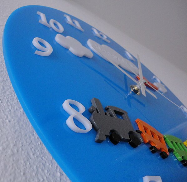 Nástěnné hodiny modré do dětského pokoje - HEAPPY 2298 FL-z97-BLUE-RAL5015