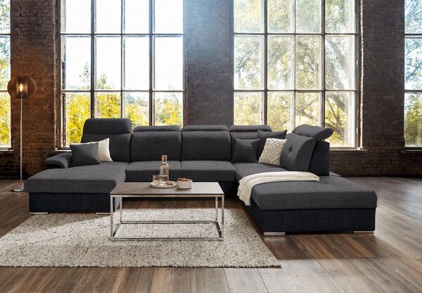 SEDACÍ SOUPRAVA, textil, černá, tmavě šedá Cantus - Sedací soupravy