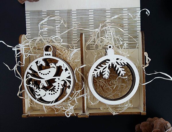 Ozdoby na Vánoce vyrobené ze dřeva, 1 sada-12 kusů 3249 PR0044-Vintage decoration