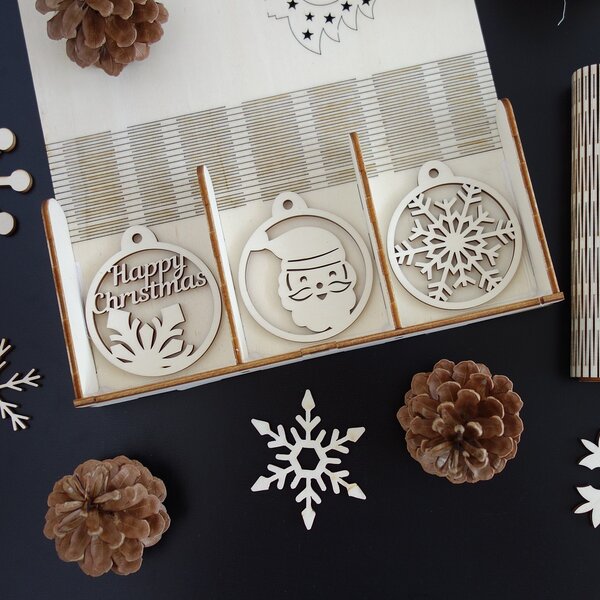 Sada krásných vánočních ozdob ze dřeva, 1 sada-18 kusů 3467 PR0096-Christmas decorati HEU-