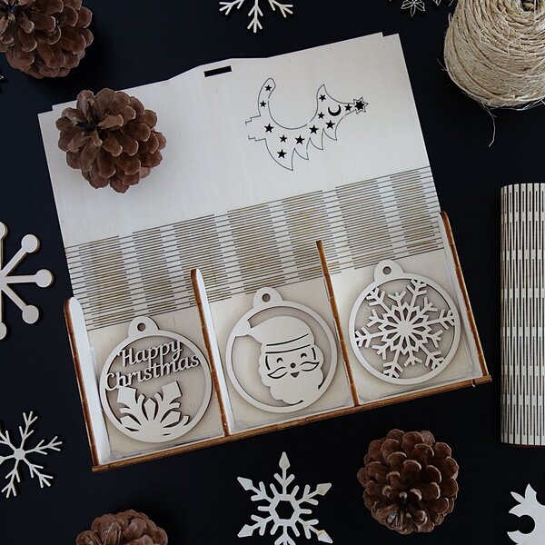 Sada krásných vánočních ozdob ze dřeva, 1 sada-18 kusů 3467 PR0096-Christmas decorati HEU-