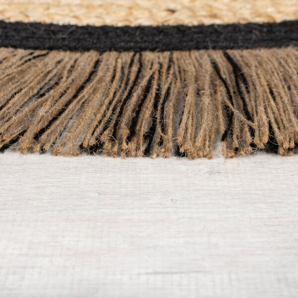 Flair Rugs, Kusový koberec Kahana Black kruh, 180x180 (průměr) kruh, béžová, chodba / předsíň