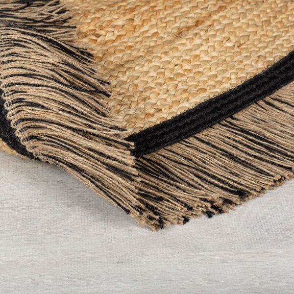 Flair Rugs, Kusový koberec Kahana Black kruh, 180x180 (průměr) kruh, béžová, chodba / předsíň