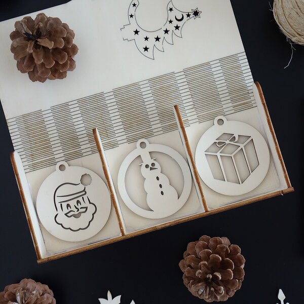 Dřevěné ozdoby na vánoční stromeček, 1 sada-18 kusů 3474 PR0101-Christmas decorati HEU-