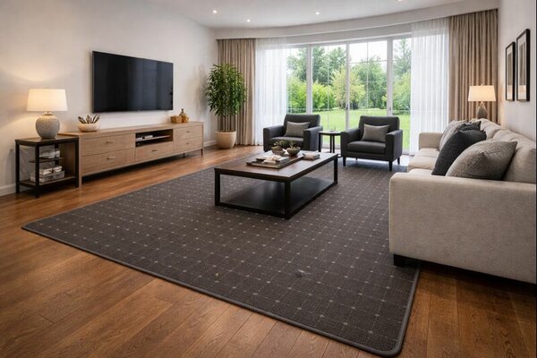 Condor Carpets, Kusový koberec Udinese antracit čtverec, 150x150, šedá, chodba / předsíň