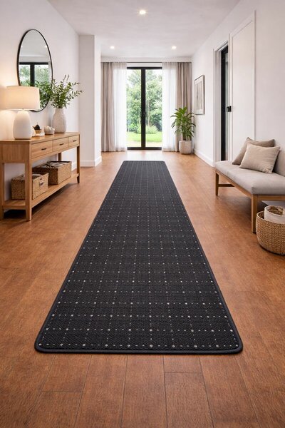 Condor Carpets, Běhoun na míru Udinese antracit, šíře 60 cm, černá, chodba / předsíň