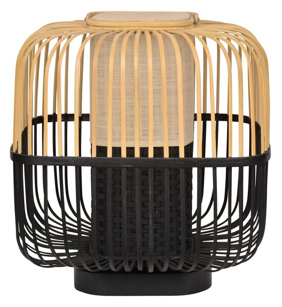 Stolní lampa Forestier, Bamboo Square M, Černá, Obývací pokoj, Bambus, Design