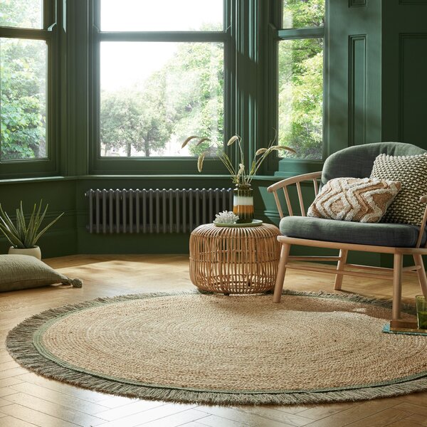 Flair Rugs, Kusový koberec Kahana Green kruh, 180x180 (průměr) kruh, zelená, chodba / předsíň
