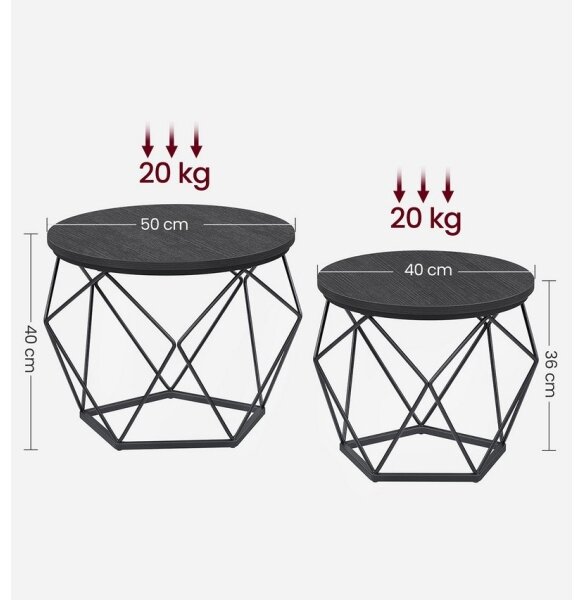 SADA 2x Konferenční stolek TALIA 50/40 cm černá