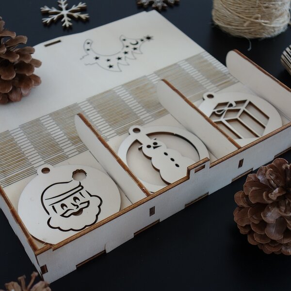 Dřevěné ozdoby na vánoční stromeček, 1 sada-18 kusů 3474 PR0101-Christmas decorati HEU-