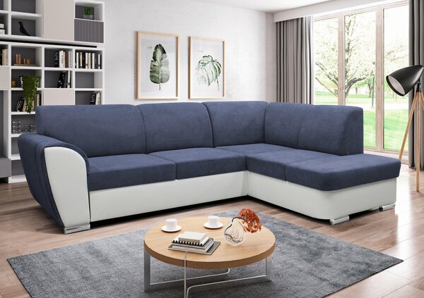 ROHOVÁ SEDAČKA, textil, modrá, bílá MID.YOU - Sedací soupravy, Online Only