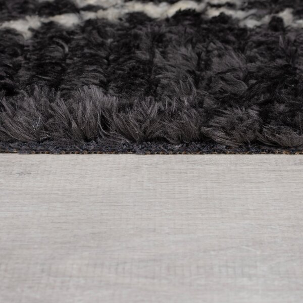 Flair Rugs, AKCE: 160x230 cm Kusový koberec Domino Aisha Berber Monochrome, černá, černobílá, ložnice