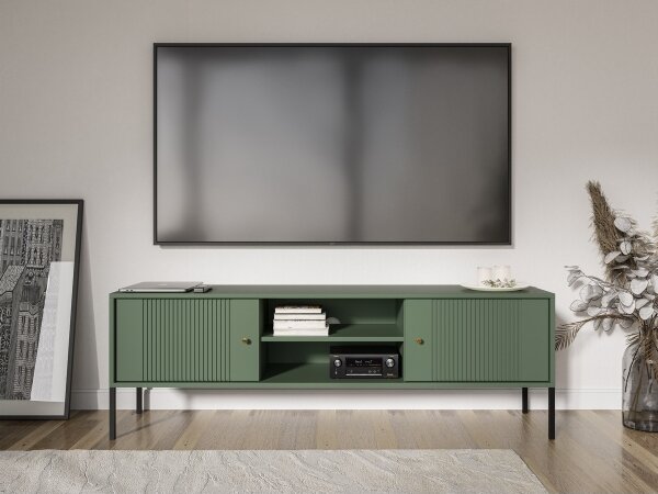 Televizní stolek LUE 155x39 cm zelená/černá