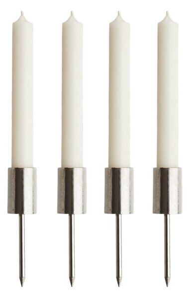ADVENT Sada bodců na dlouhou svíčku 4 ks - stříbrná