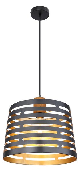 Globo Závěsné světlo Ablona, Ø 35 cm, černá/zlatá, kov, stmívatelný, Černá, Obývací pokoj / jídelna, kov, Moderní