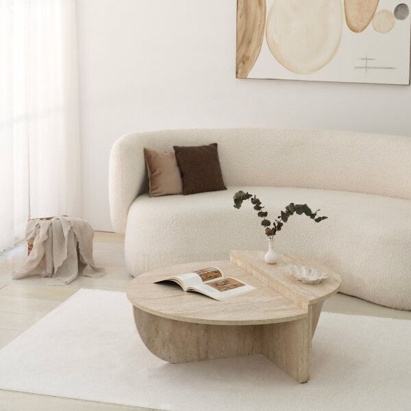 SADA 2x Konferenční stolek REST 90x60/85x30 cm béžová