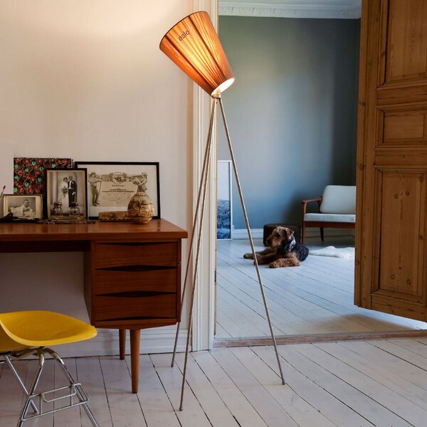 Stojací Lampa Northern, Oslo Wood, stmívatelné, Béžová, Obývací pokoj, Tkanina / Textil, Design