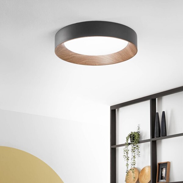 Luce Ambiente Design LED stropní svítidlo Arka, Ø 50 cm, černé, kov,, Černá, Obývací pokoj / jídelna, kov, Moderní