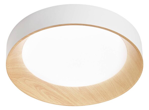 Luce Ambiente Design LED stropní svítidlo Arka, Ø 50 cm, bílá/dřevěný vzhled, kov,, Bílá / opál, Obývací pokoj / jídelna, kov, Moderní