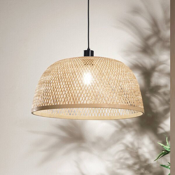 Luce Ambiente Design Závěsné světlo Bamboo, hnědé, Ø 48 cm, bambus, stmívatelný, Hnědá / rez, Obývací pokoj / jídelna, Bambus