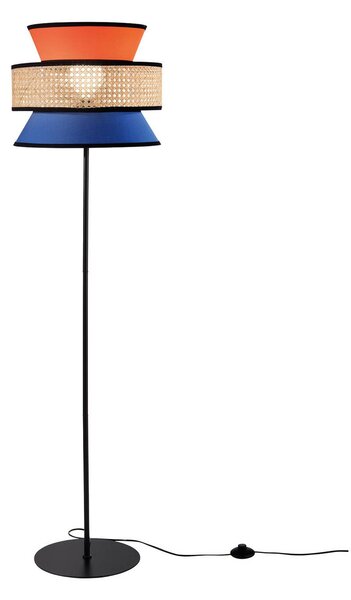 Luce Ambiente Design Stojací lampa Gazebo, oranžová/modrá/přírodní, 147 cm, látka/rattan, Žlutá / oranžová, Obývací pokoj / jídelna, Textil / tkanina / hedvábí