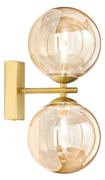 Luce Ambiente Design Nástěnné světlo HONEY, výška 34 cm, mosazná/krémová barva, 2 žárovky, stmívatelný, Mosaz / zlato, Obývací pokoj / jídelna, kov