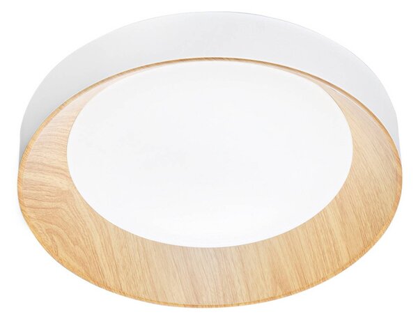 Luce Ambiente Design LED stropní svítidlo Arka, Ø 40 cm, bílá/dřevěný vzhled, kov,, Bílá / opál, Obývací pokoj / jídelna, kov, Moderní