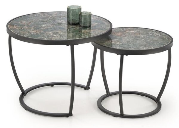 SADA 2x Konferenční stolek AURORO 62/47 cm zelená/antracit