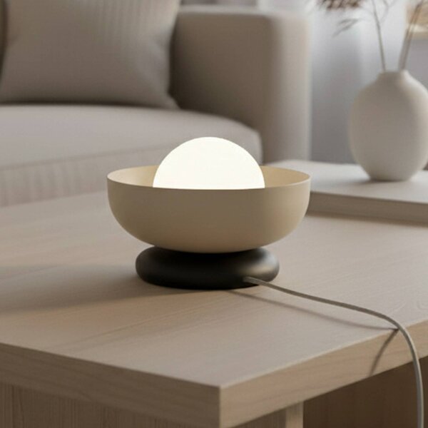 EMIBIG LIGHTING Stolní lampa Ozzy LN1, béžová, ocel/sklo, výška 13 cm, G9, Krémová / jantar, Obývací pokoj / jídelna, kov, Moderní