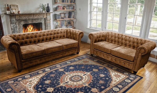 POHOVKA CHESTERFIELD, dřevo, textil, kompozitní dřevo, koňaková Livetastic - Pohovky, Online Only